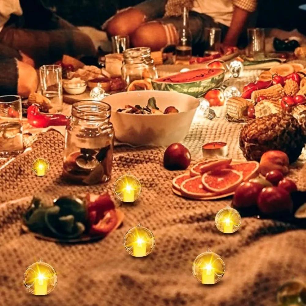 6/12 Pcs Hanging Glass Tealight Holder Globe Clear Acrylic Garland Strand Terrarium Containers for Christmas Tree Decoration