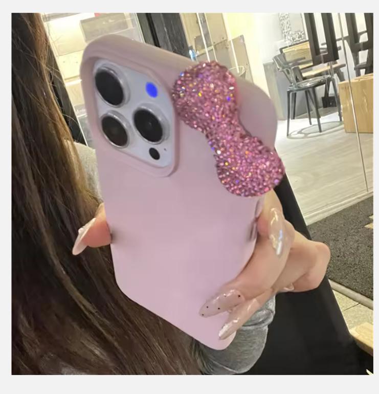 2025 Luxury Rhinestone Bow Litchi Pattern Leather Shockproof Phone Case For iPhone 16 15 14 13 12 11 Pro Max X XS XR 7 Plus Soft Case
