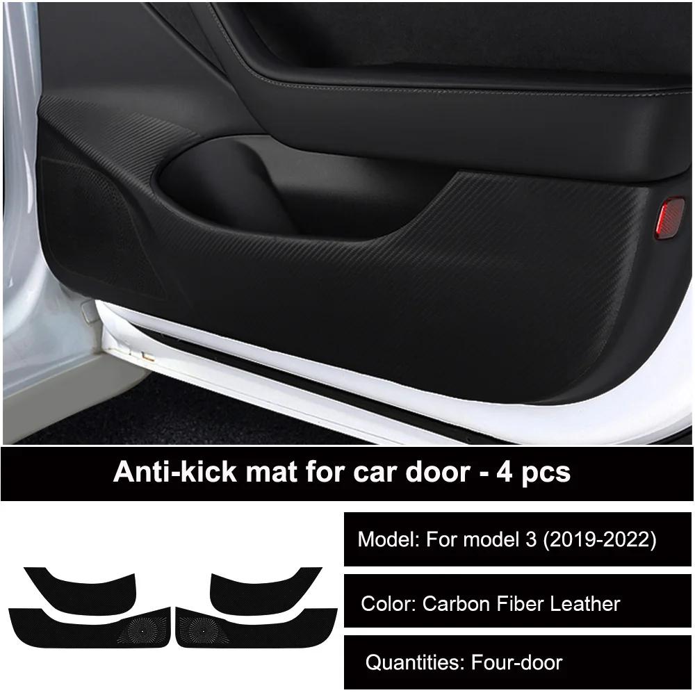 For Tesla Model 3 Y Car Door Anti-Kick Pad Leather Sticker Trim Side Door Sill Protector Cover Car Interior Decoration 2017-2025