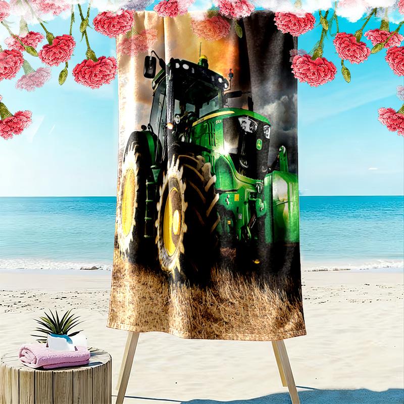 Tractor Truck Print Beach Towel, Large Soft Quick Dry Towel for Beach Camping Swimming