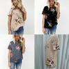 Elegant Summer Women Blouse Floral Print Short Sleeve Loose Casual T-shirt Tops