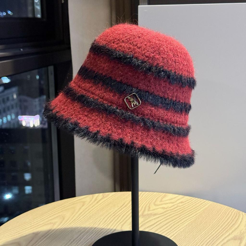 Рыбацкая шляпа Женская Осень и Зима Теплая Защита ушей Подчеркивающая лицо Маленький Размер для большой головы Корейский стиль Универсальная Повседневная Вязаная шерсть