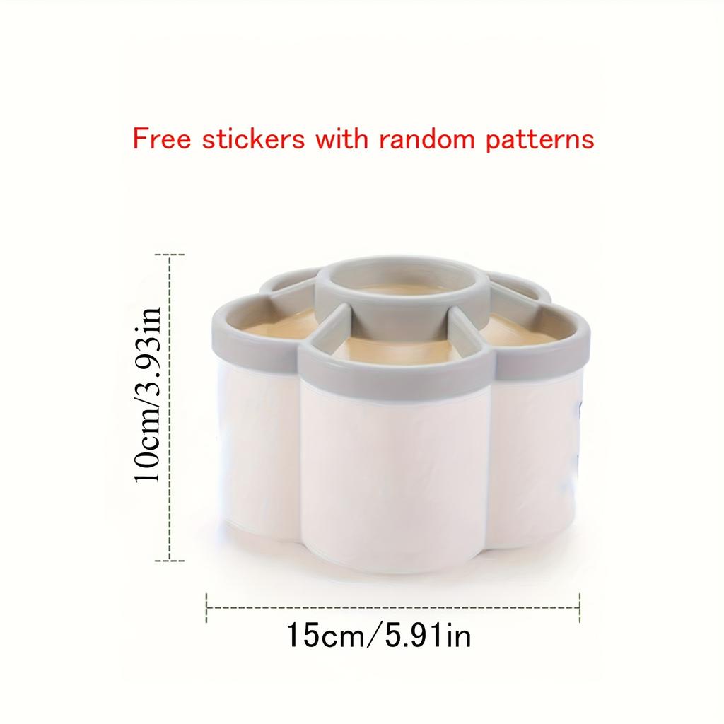 1pc 360-Degree Rotating Desktop Organizer with 6 Compartments - Durable Plastic Multi for Pens, Cosmetics & Stationery - Space-Saving Desk Organizer