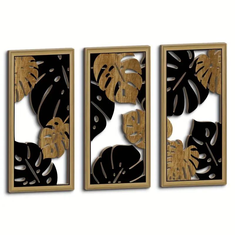 3 шт./комплект настенного декора фермерское искусство бохо современное изготовленное настенное искусство полые листья дома деревянная настенная подвеска гостиная