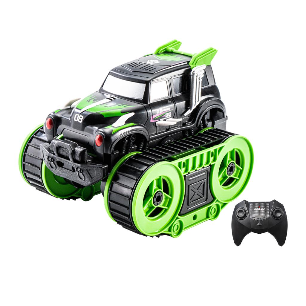 Remote Control Stunt Car, 2.4 GHz 4WD Dual Side Driving Amphibious Tracked Vehicle All Terrain Land Water Kids Toys