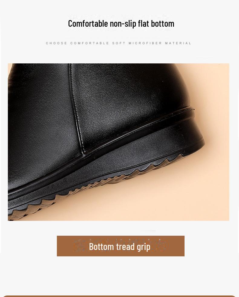 Женские нескользящие короткие ботинки из хлопкового бархата для людей среднего и пожилого возраста - теплая зимняя кожаная обувь для мам и бабушек