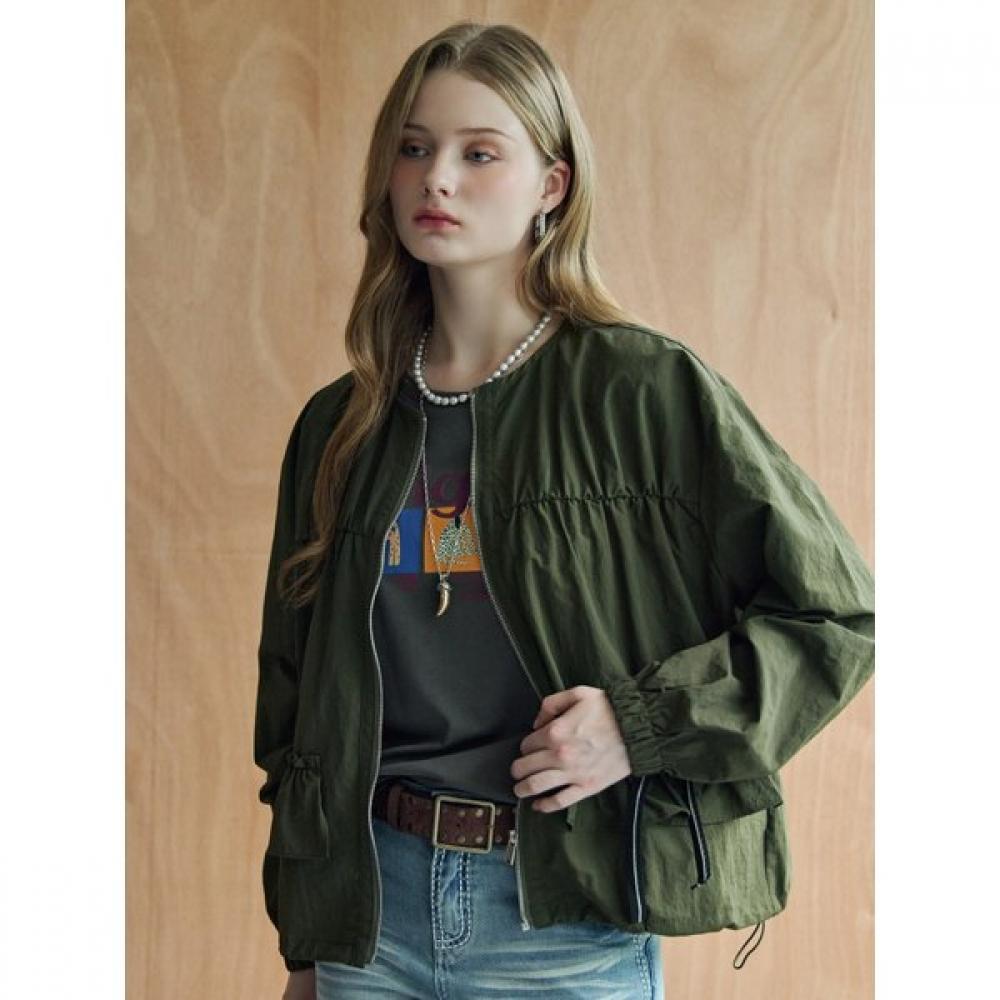 Maxza Shirred Frill Ribbon Round Zip Jumper