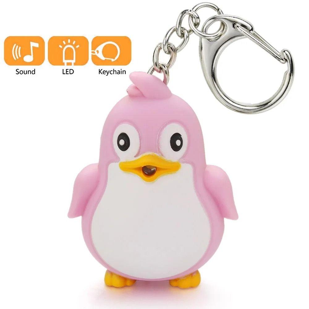 Брелок со светодиодным фонариком в виде забавного животного-пингвина, брелок со звуком и светом, детская игрушка
