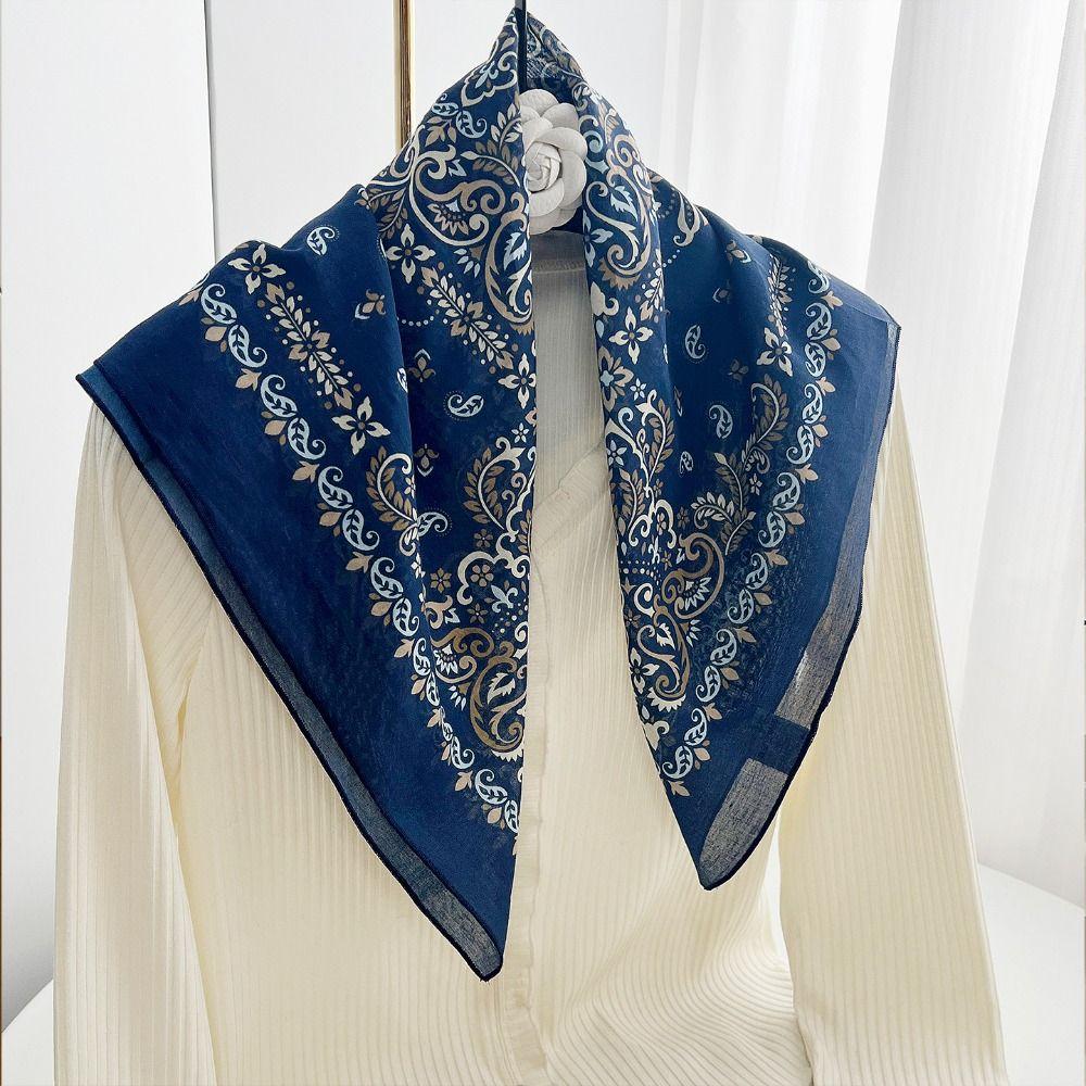 Korean Cashew Nut Print Silk Scarf Breathable Square Handkerchief Simple Small Scarves  Female