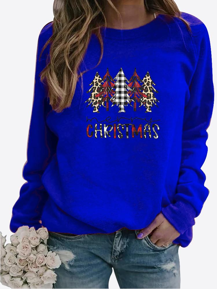 Women Winter Clothing Christmas Printed Casual Sweatshirt Long Sleeve Tops T-shirt Ladies Round Neck Pullover Sweater