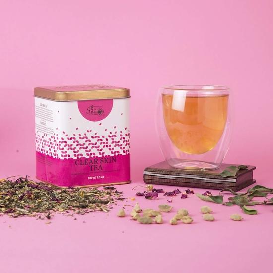 The Indian Chai - Clear Skin Tea 100g with Rose, Chamomile, Lavender Sage for Skin Glow, Natural Beauty Enhancer Herbal Tea