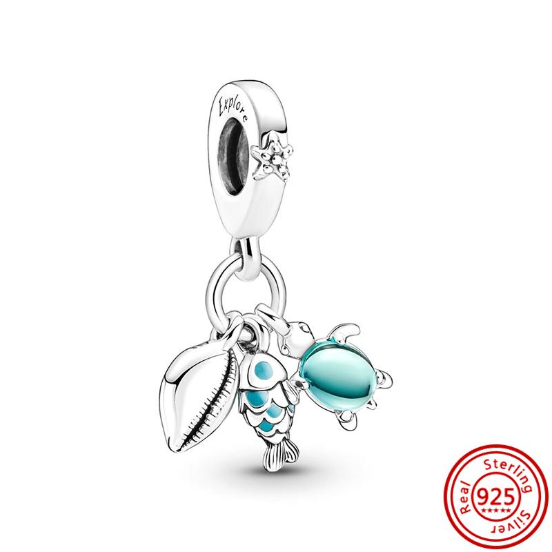 925 Silver Charms Bead Elephant Dolphin Shell Charm Bead Pendant Fits Bracelet Womens Jewelry Gifts