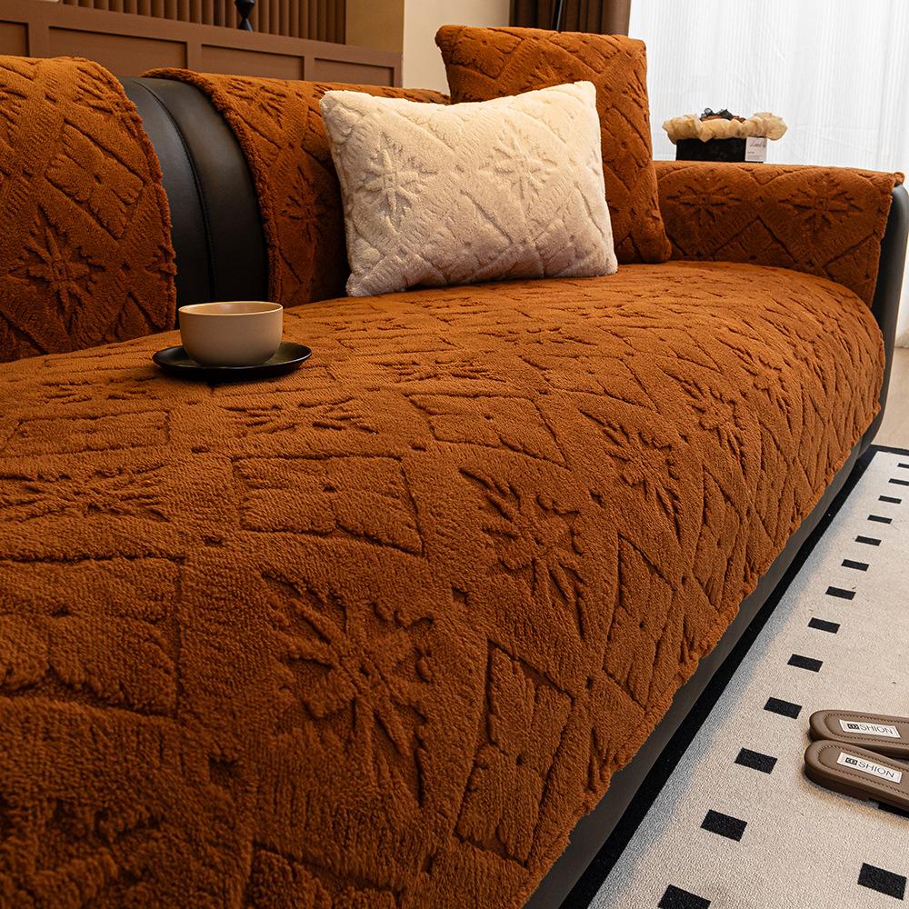 Xingyueshu Cotton Velvet Leather Sofa Cushion Winter Light Luxury High-End Plush Seat Cushion New Sofa Cover Cover Cloth