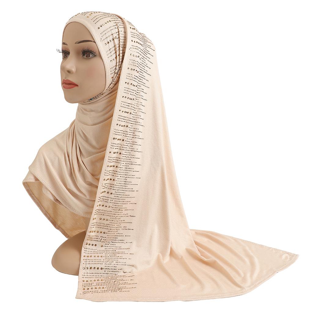 Jersey Scarf Stones Modal Headscarf Women's Hijab Islamic Female Shawl Lady Bonnet Headwrap