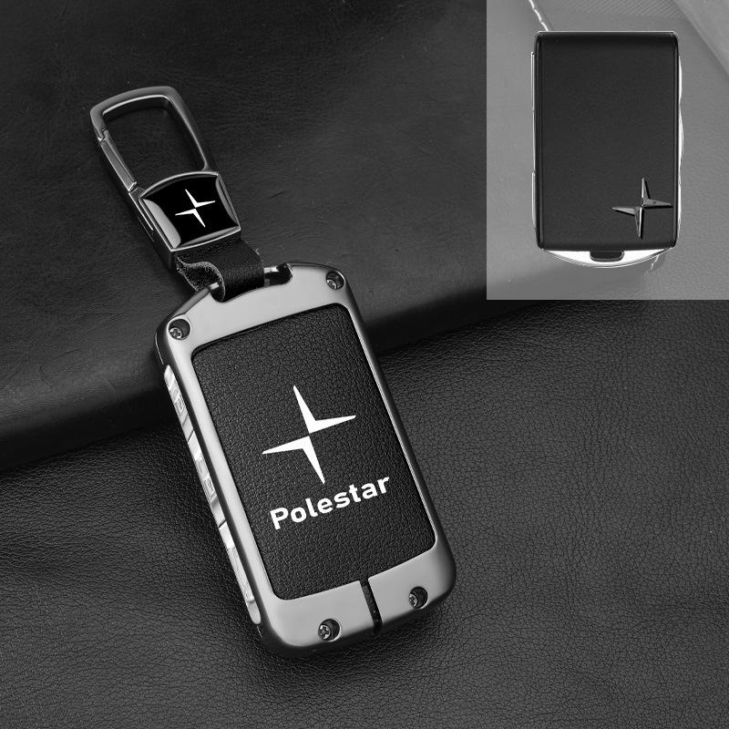 drvfj6 Car Smart Remote Key Case Full Leather Cover Protection Holder Shell For Volvo Polestar 2 Polestar 3 2023 2024 Keyless Keychain