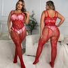Sexy Fishnet Bra One-piece Crotchless Panty Set Erotic Body Stockings Women Hot Transparent Lingerie Porn Open Tights Underwear