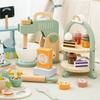 Wooden Simulation Coffee Machine Juicer Cake Dressing Table Model Kid Toy Set For Interactive Fun