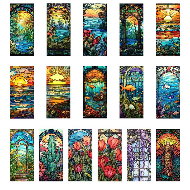 45x100 см окрашенная цветная тропическая растительная пленка для окон и дверей ПВХ статическая адсорбционная стеклянная наклейка для домашнего декора съемная