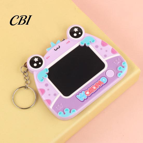 Reusable Writing Pad Mini Drawing Board Keychain for Kids, Cartoon Frog with Key Ring, Hanging Doodle Sketch School Bag LCD Tablet Pendant