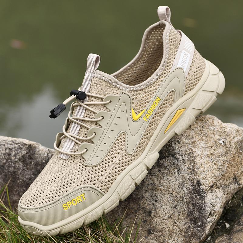 Мужские кроссовки для ходьбы, уличные, противоскользящие, износостойкие сетчатые туфли, летние, легкие, с эластичной лентой, обувь для ходьбы по воде, размер 38-46