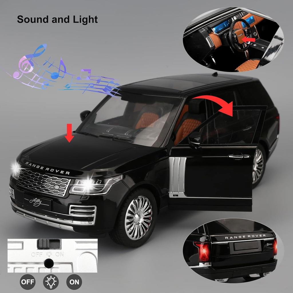 1/18 Scale Land Rover Range Rover Model Car, Zinc Alloy Pull Back Toy Diecast Car with Sound and Light SUV Off-Road Vehicle Toy Car,Gifts