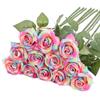 12Pcs Silk Rose Flower Valentine's Day Rainbow Artificial Rose Flower Real Touch Rainbow Fake Roses for Bouquets Wedding Party Baby Shower Home Decor