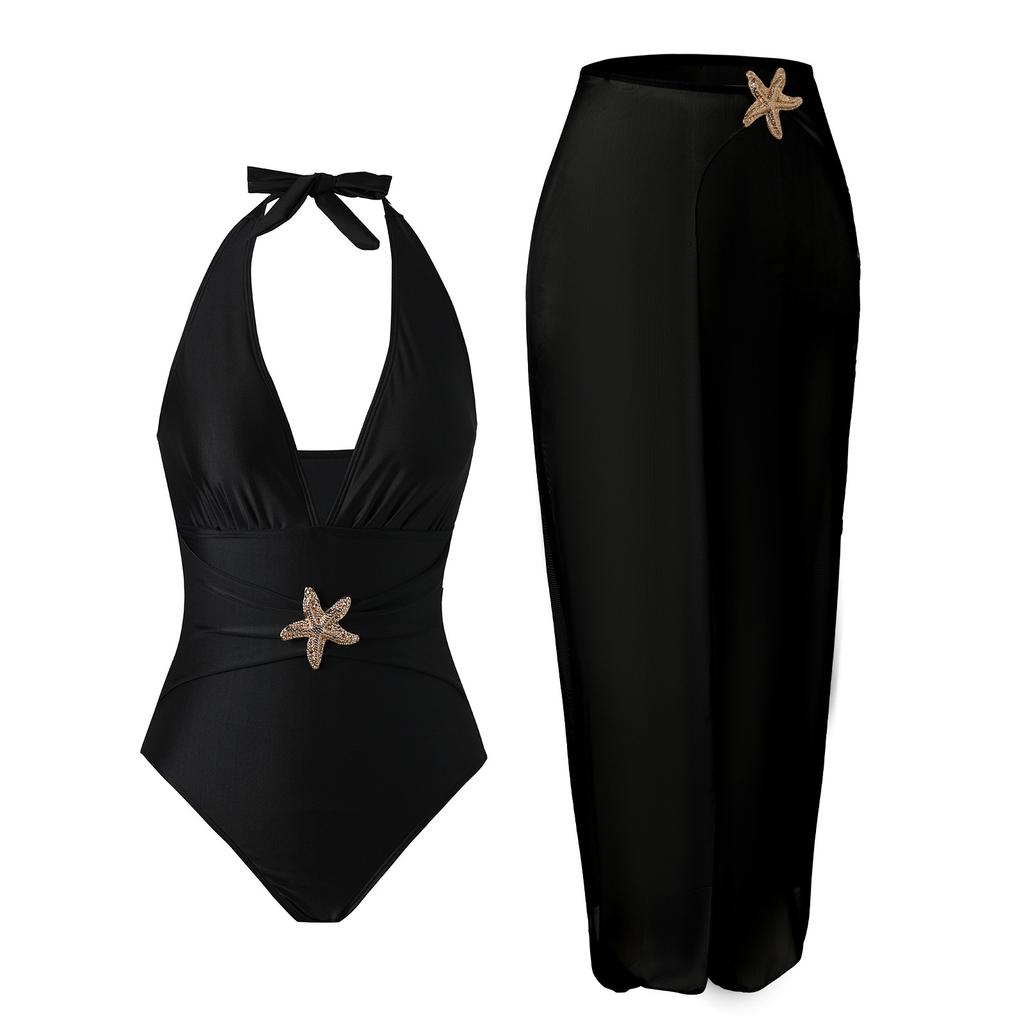 1011 European and American new five-pointed star neck sexy bikini swimsuit