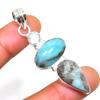 Republic Larimar Blue Topaz Gemstone 925 Silver Plated Pendant 2.08"