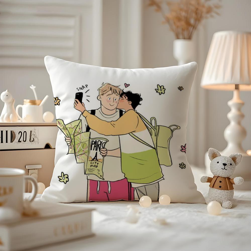 Anime Heartstopper Cushion Cover Antidustmite Pillowcase Invisible zipper silky short plush Sofa cushion cover