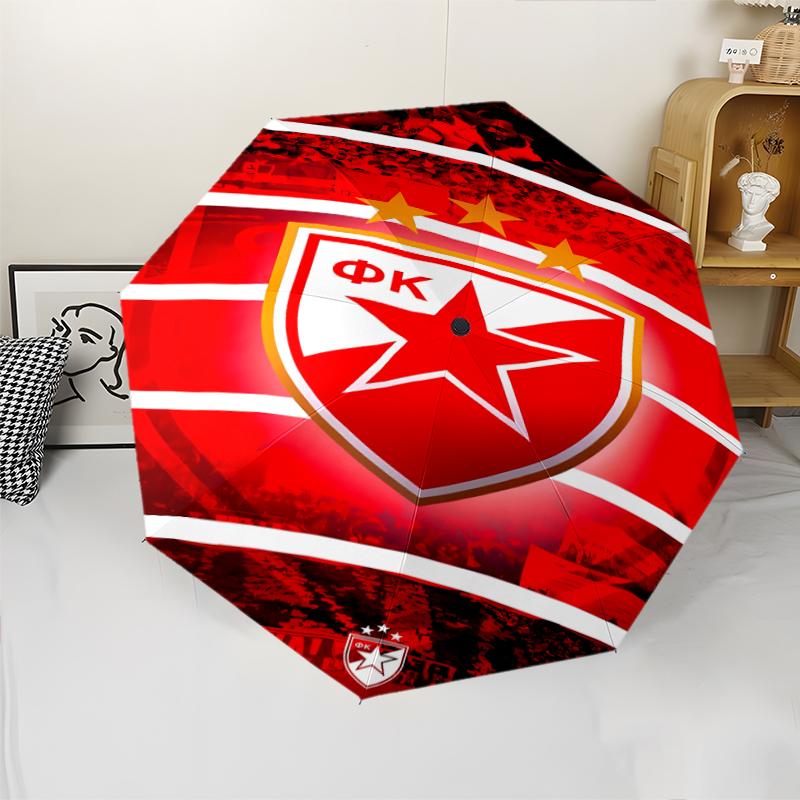 Автоматический зонт с принтом логотипа Красная Звезда, 8 ребер, железный каркас, пластиковая ручка, подходит для путешествий на открытом воздухе и на каждый день, идеальный подарок