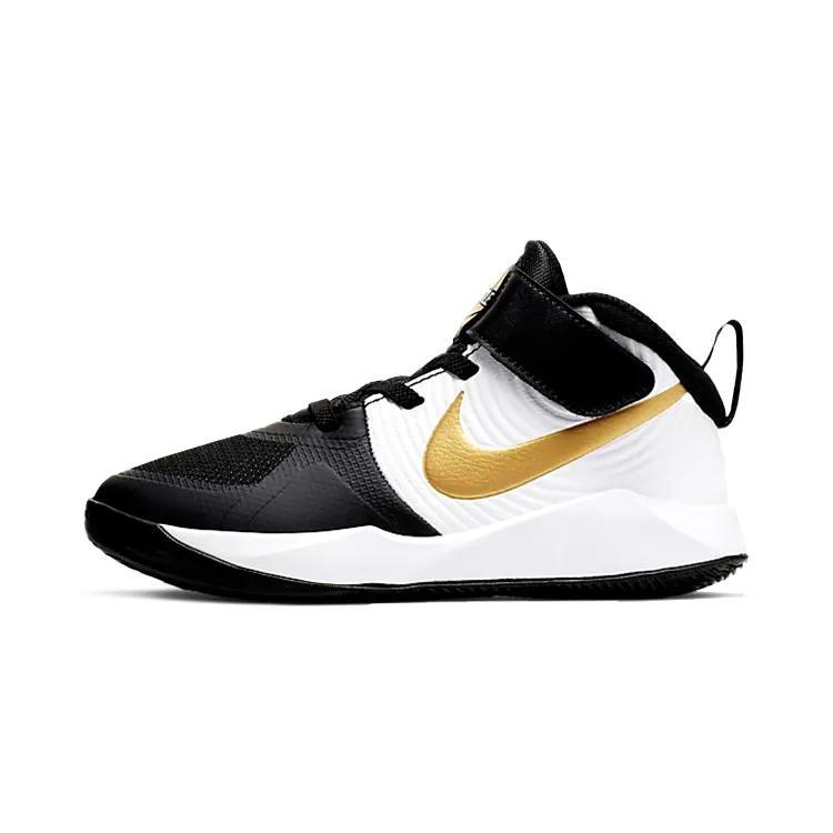 Nike Team Hustle D9 PreSchool 'Black Metallic Gold' (Unisex) Black / White / Metallic Gold Kids' Basketball Shoes AQ4225 004