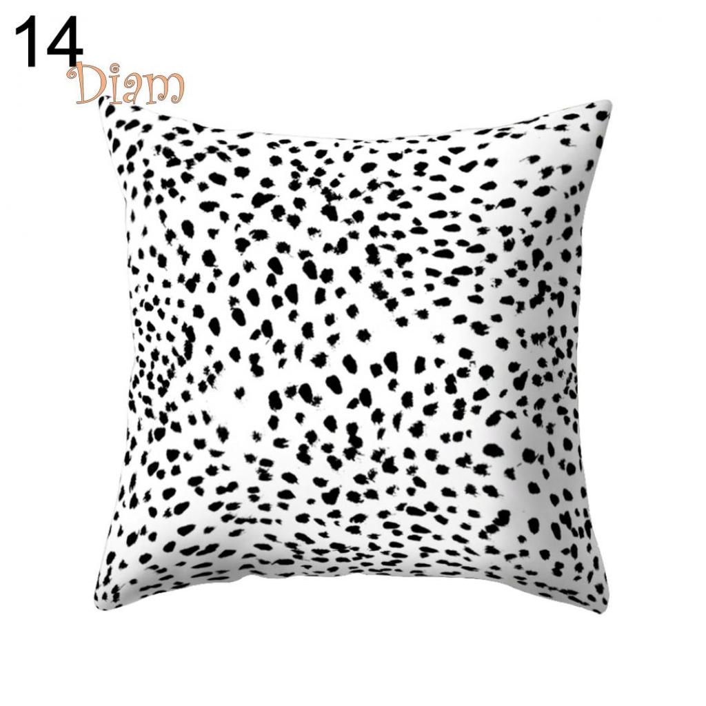 FS Black and White Geometric Throw Pillow Case Square Cushion Cover Soft Waist Rest Accessories