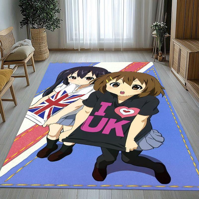 K-ON Cute Girl Hirasawa Yui Cartoon Living Room Non-Slip Area Rug Soft Carpet for Bedroom Kids Playroom Sofa,Home Decor Doormat