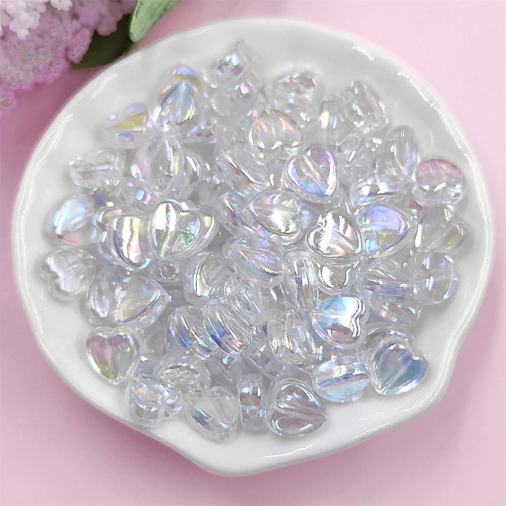 Акриловые материалы ручной работы 6-10 мм, ожерелья в форме сердца для серег, круглые ювелирные изделия, цветные AB, 20/50 шт., аксессуары для звездных бусин