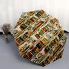 Bookshelf Floral Themed Automatic Opening and Closing Umbrella, Brightly Colored 8-rib Portable Umbrella, Suitable for Men and Women, A Perf