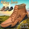 Hiking Boots for Men Casual Leather Flat Boots British Style Camping Boots Soft and Comfy Leather Boots Handmade Plus Size