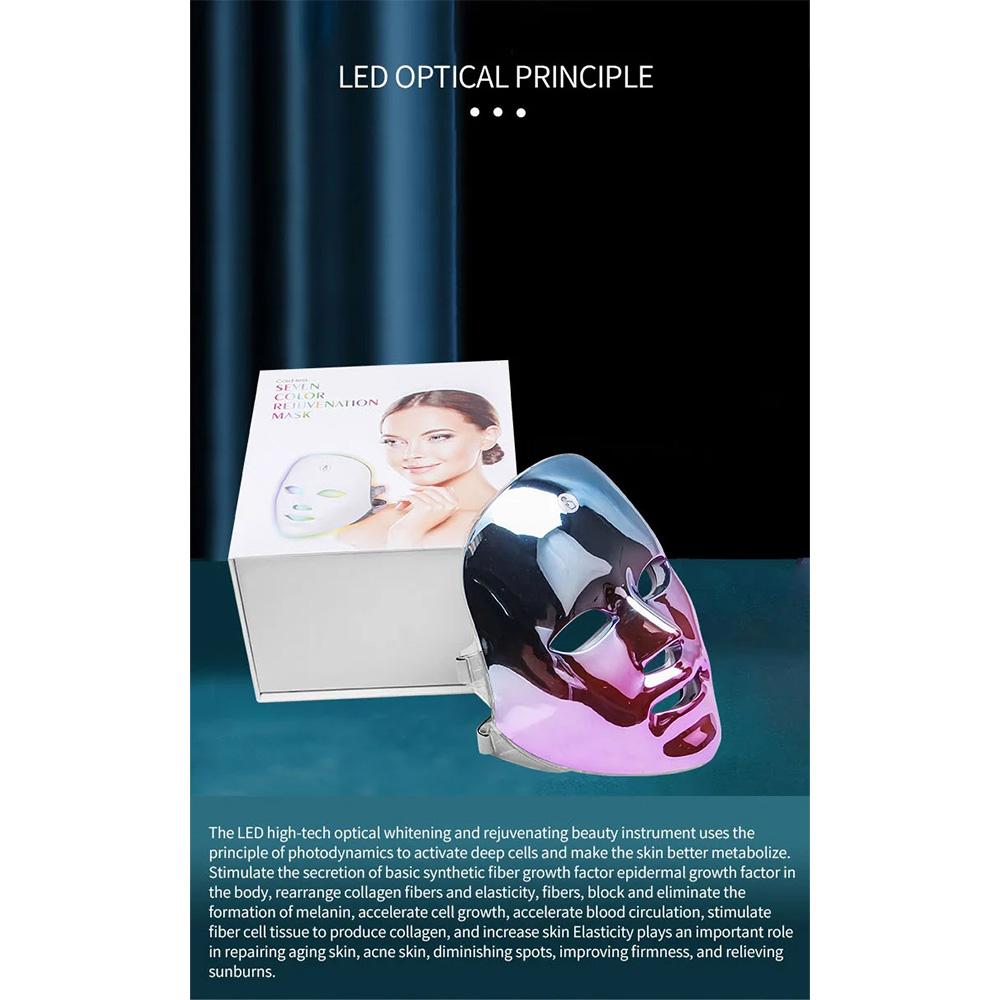 Rechargeable 7-Color LED Facial Mask for Skin Rejuvenation Brightening and Texture Refining