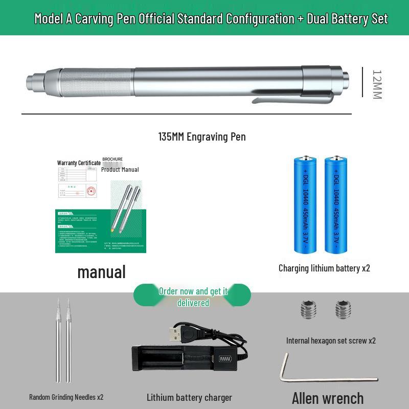 Rechargeable Electric Engraving Pen for Metal, Jade, and Nut Micro-Carving, Marking, and Seal Cutting.
