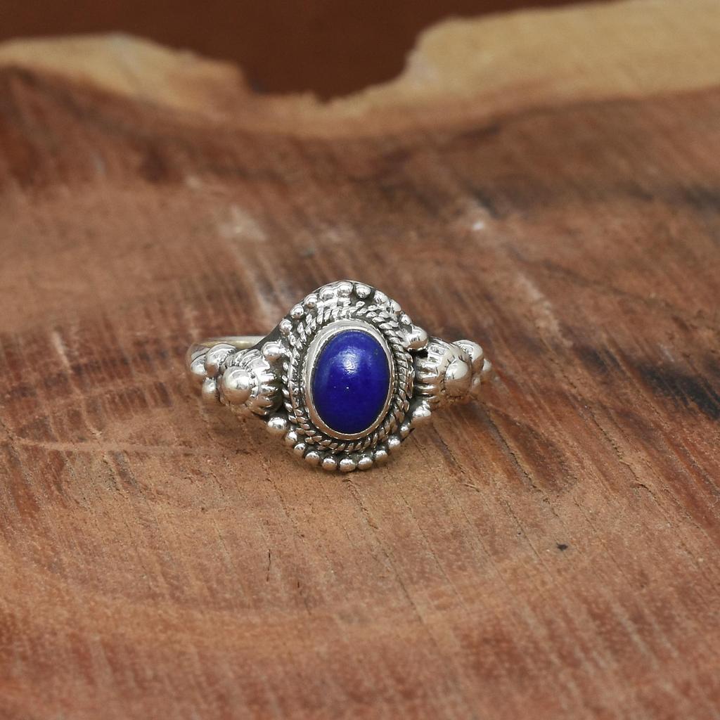 Natural Lapis Lazuli Silver Ring | 925 Sterling Silver Ring | Lapis Lazuli Gemstone Ring | Handmade Silver Ring | Engagement Ring | 8 US