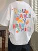 You Make My Heart Smile Fruit Letter Graphic T-Shirt Men Loose Casual Short Sleeve Summer Tshirt Harajuku Breathable Cotton Tees