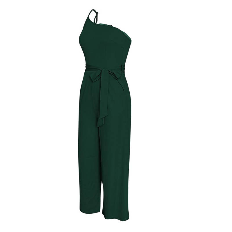 Off Shoulder Strap Jumpsuit Women's Spring Summer Temperament Commuting Solid Color Straight Pants