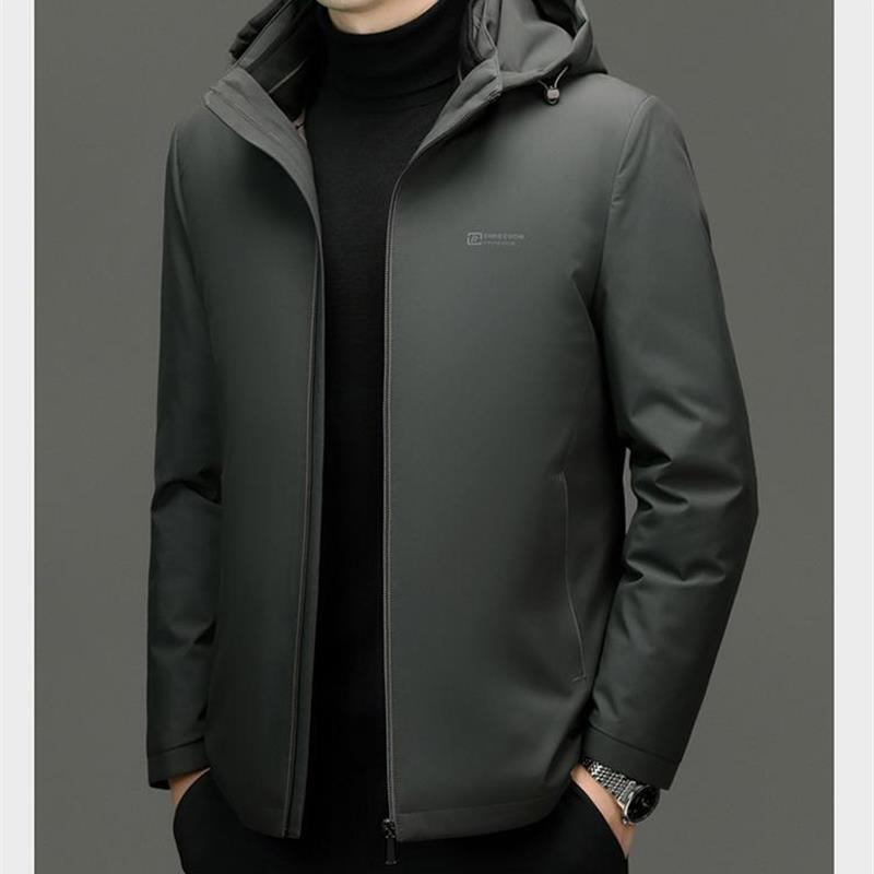 Mens Reversible 5-Way Wear Down Jacket With Detachable Hood Mid-Length Business Casual Winter Coat