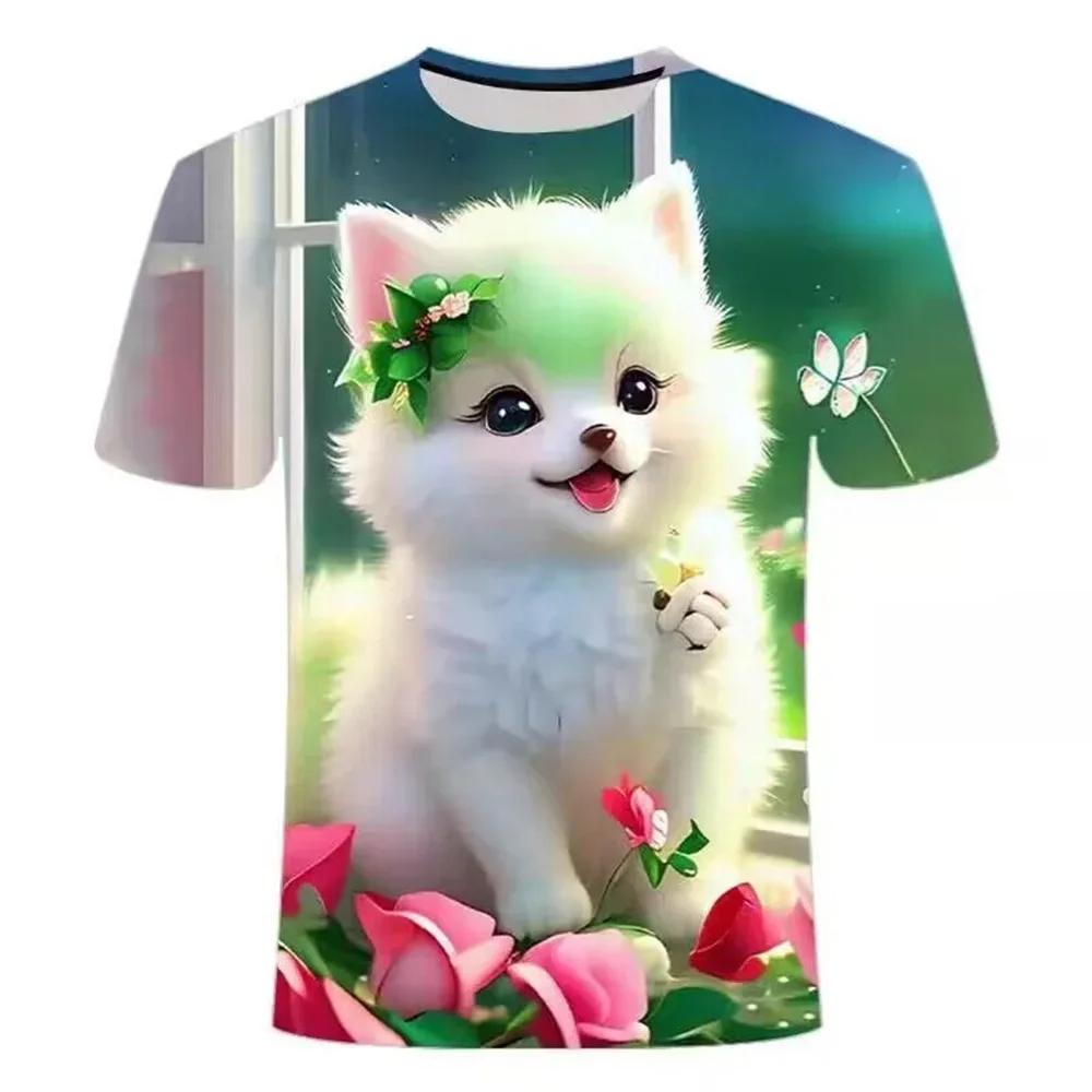 Summer T-Shirts 3D Print Animal Dog O-Neck T Shirt Casual Boys Girls Tops Fashion Kids Tees Harajuku Children Clothing