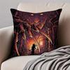 Dark style artistic illustration HHalloween Cushion Cover Pillowcase Antidustmite Invisible Zipper Short Plush Sofa Cushion