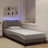 VidaXL Bed Frames with LED Lights, Single Bed with Headboard Cushion, Adult Bed, Bedroom Furniture, Modern, Taupe 3213666