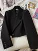 Женский короткий приталенный блейзер 2025: Универсальная куртка с высокой талией для весны и осени
