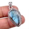 Natural Labradorite Gemstone 925 Solid Sterling Silver Gift Pendant 1.75" D4w48