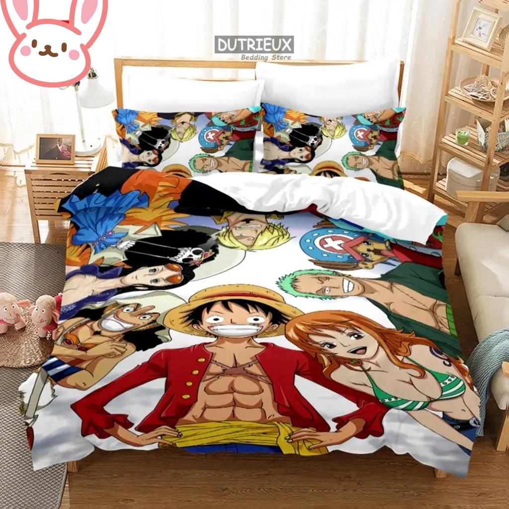 3D Hot Sale One Piece Quilt Cover Set Luffy Sauron Anime Bedding Set Quilt Cover with 2 Pillocase Bedroom Decor Teens Best Gifts