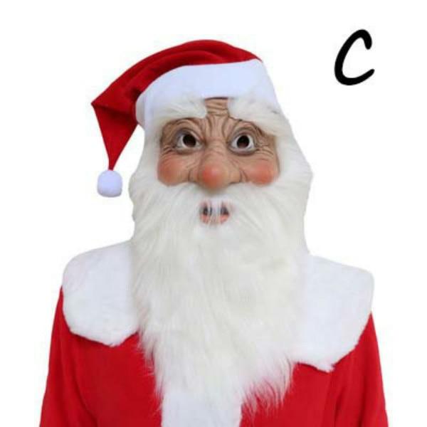Рождественский косплей Веселье Реалистичная маска Санта-Клауса с кожей человека Белая борода Старик (Рождественские товары)