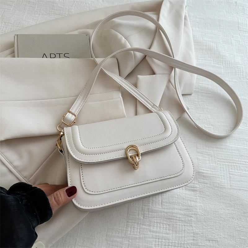 Retro Fashion Simple Lock Small Bag Women'S Spring Versatile Shoulder Messenger Bag Small Square Bag